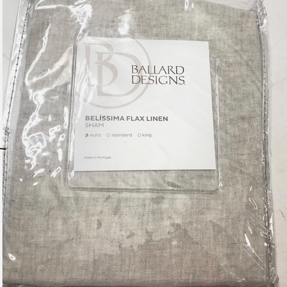 Ballard Design Belissima Flax Linen Sham Euro Beige Natural New - Picture 1 of 3